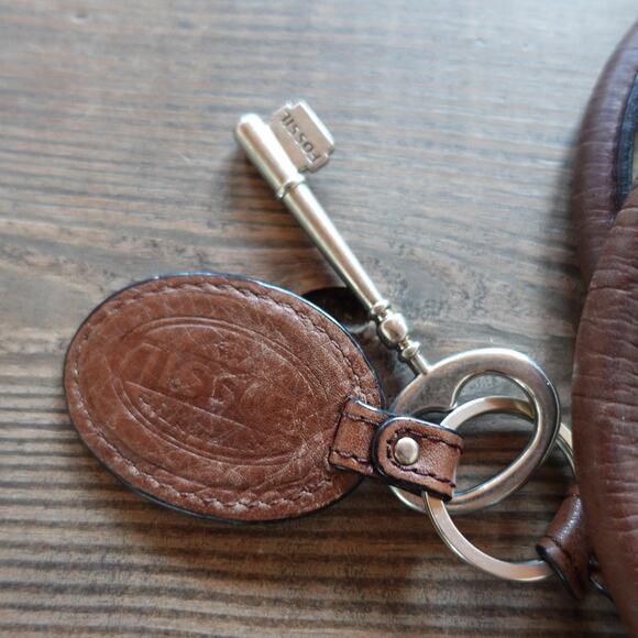 Vintage Fossil Handbag Leather Brown Patchwork Stitch Satchel Keyhole Boho 90s - Picture 5 of 15